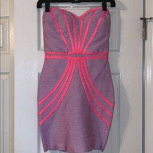 Purple and pink bandage dress